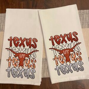 Texas Longhorn Football Kitchen Dish Towel 100% Cotton Flour Sack 28x28 Set of 2